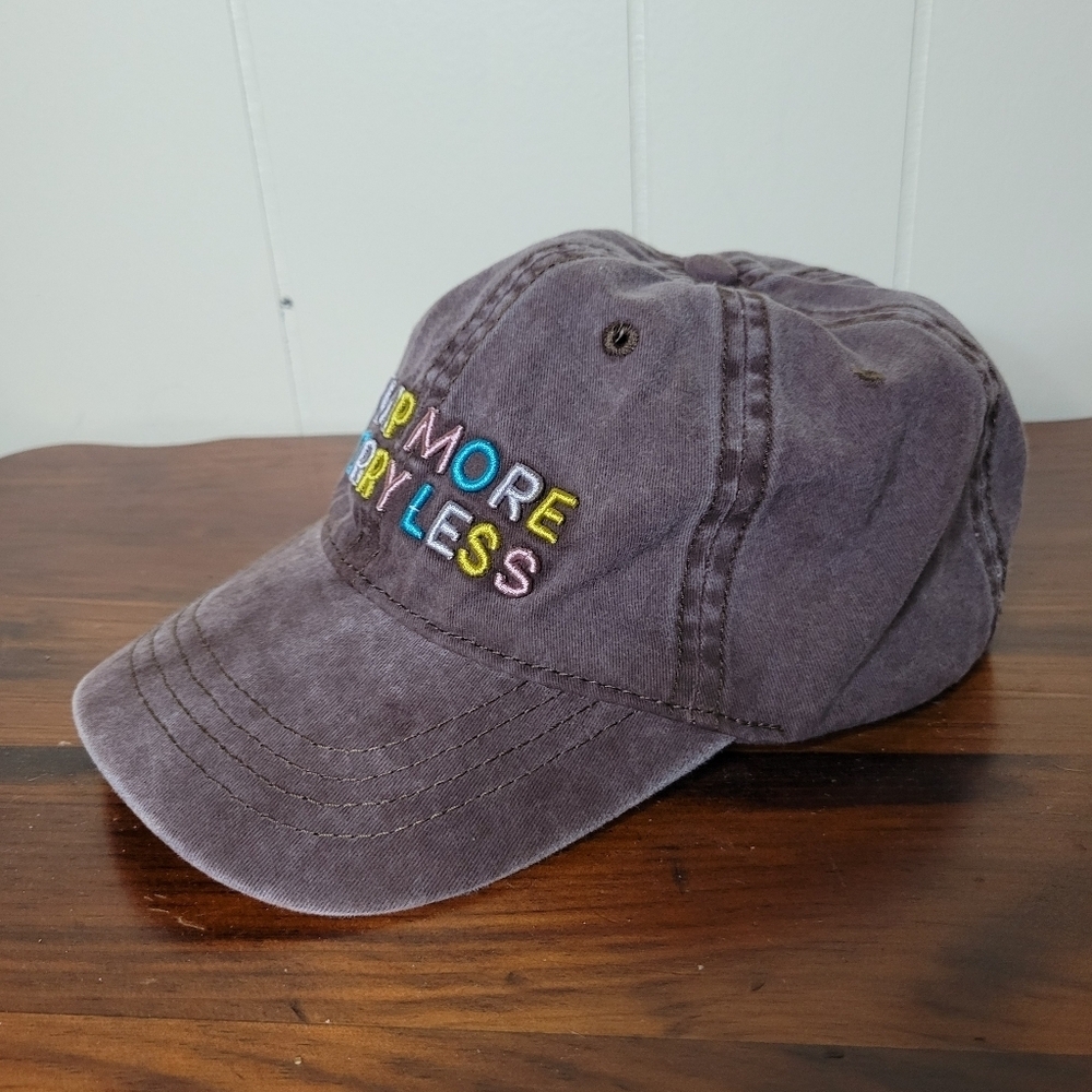 Camp More Worry Less Weathered Brown Hat - Picture 2 of 6